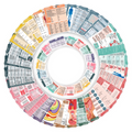 The complete RN Ascend Clinical Survival Bundle: 96 pocket cards in the outer ring and 54 badge cards in the inner ring, 150 cards in total