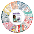 All 96 RN Ascend pocket cards fanned in a full circle around the Clinical Companion Pocket Cards cover card
